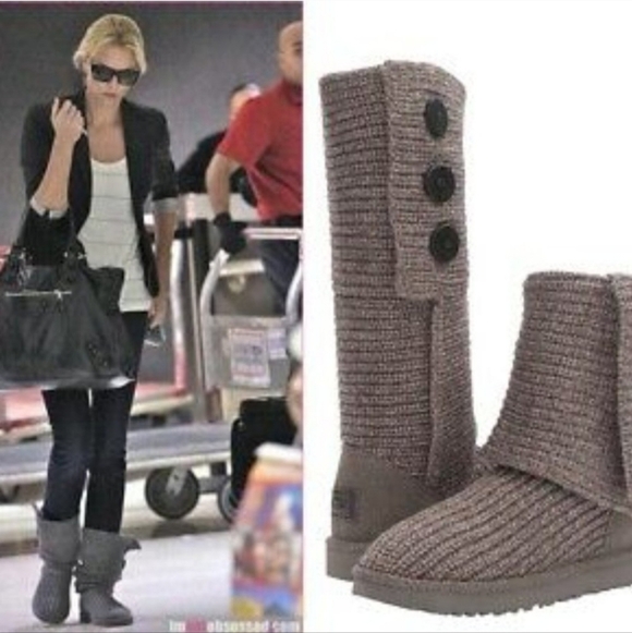 UGG Gray Cardy Convertible Sweater Button Boots - 6 - Picture 2 of 16